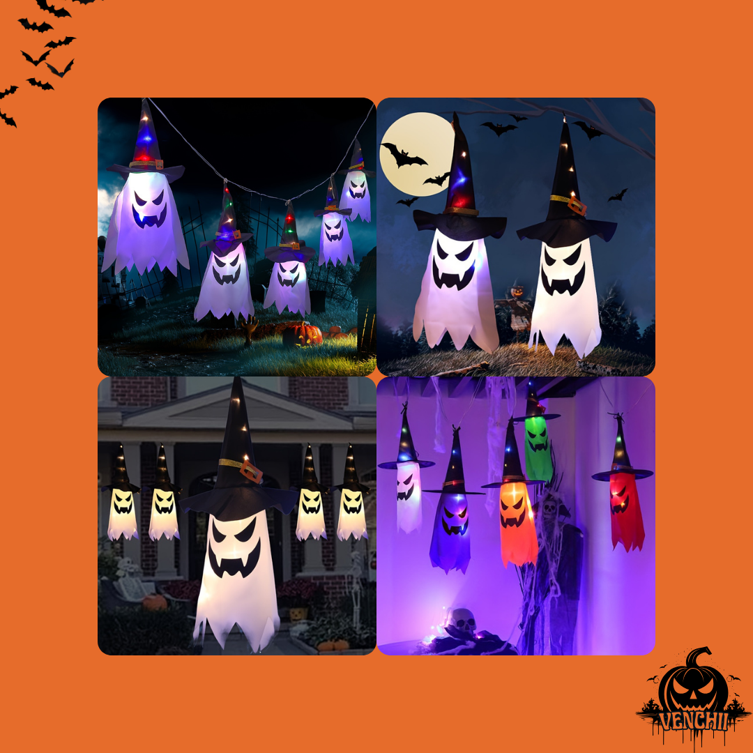 3-teiligen LED Halloween Dekorlichter mit Hexenhüten