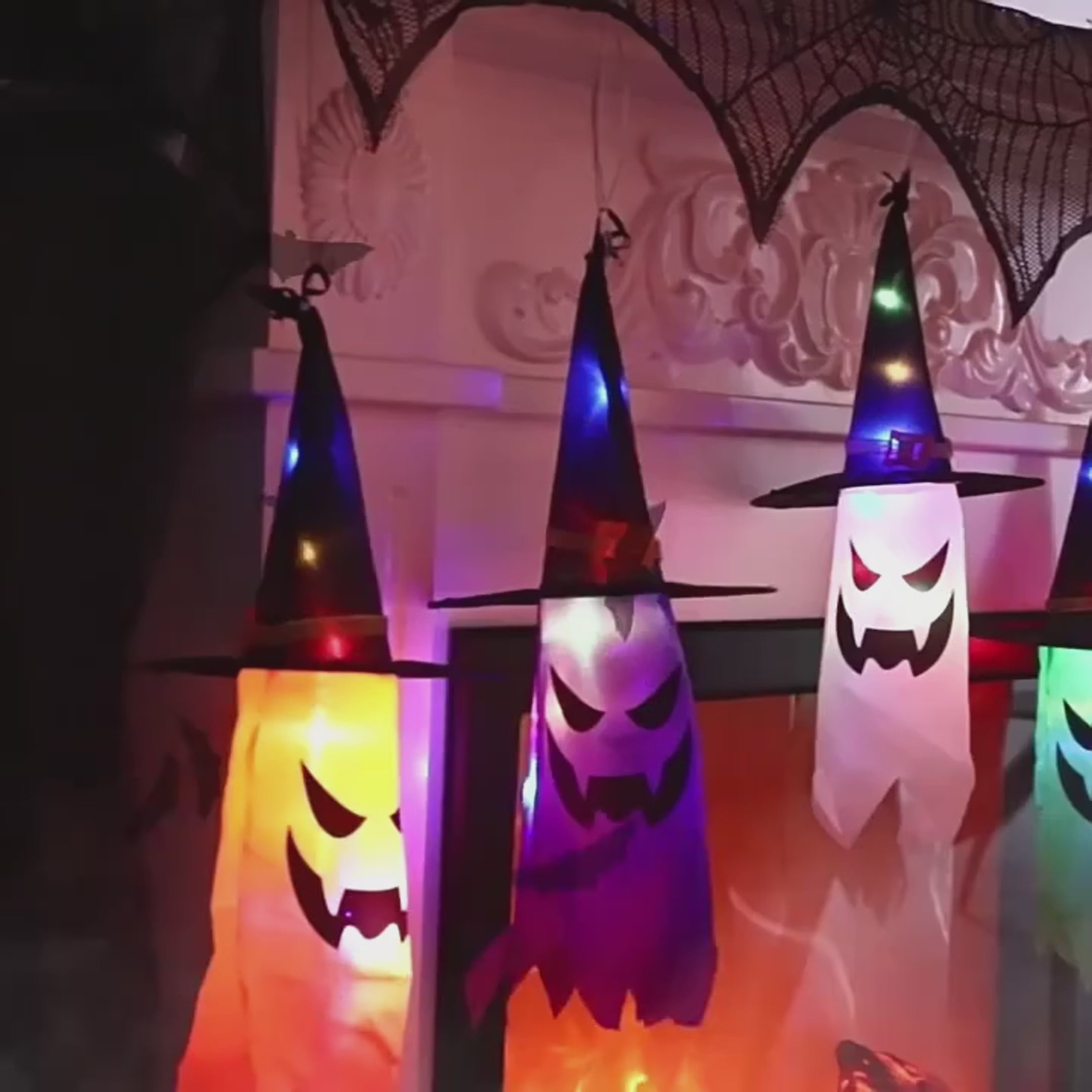 3-teiligen LED Halloween Dekorlichter mit Hexenhüten